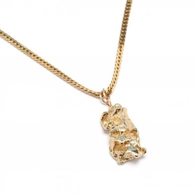 high-karat-gold-nugget-pendant-and-18kt-gold-chain-necklace