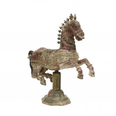 a-floor-model-southeast-asian-carved-and-painted-horse-on-stand