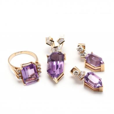 14kt-gold-amethyst-and-diamond-pendant-slide-earrings-and-ring