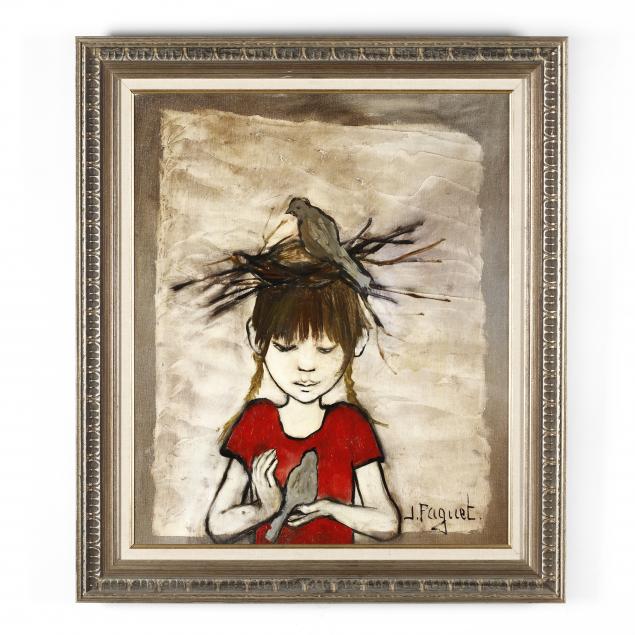 josette-faquet-french-b-1940-girl-with-birds