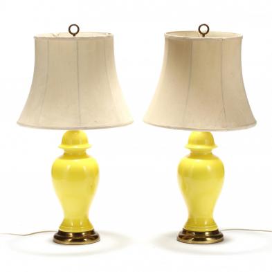 pair-of-designer-style-yellow-glazed-table-lamps