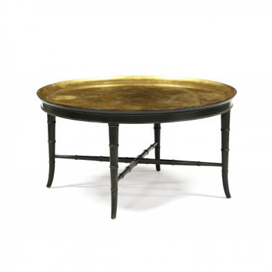 kittinger-designer-faux-bamboo-and-gold-leaf-coffee-table