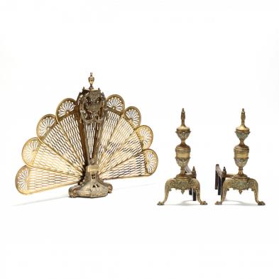 french-empire-style-brass-andirons-and-firescreen
