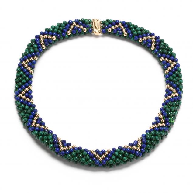 14kt-gold-lapis-and-malachite-choker-necklace