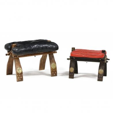 two-vintage-egyptian-camel-stools