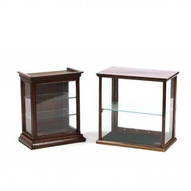 two-antique-table-top-display-cases