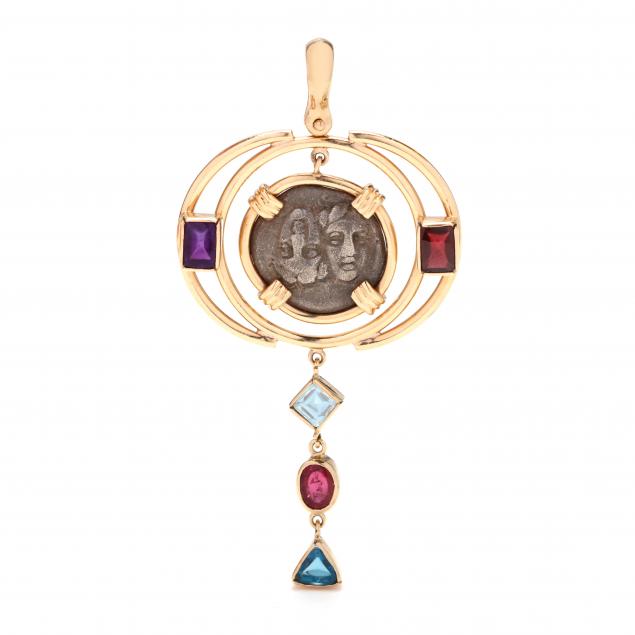 14kt-gold-ancient-coin-and-gem-set-pendant