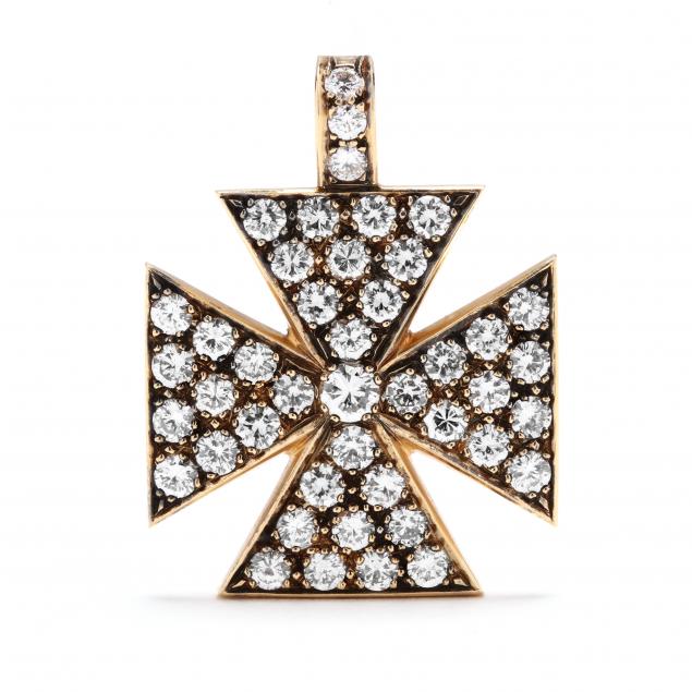 18kt-gold-and-diamond-maltese-cross-pendant