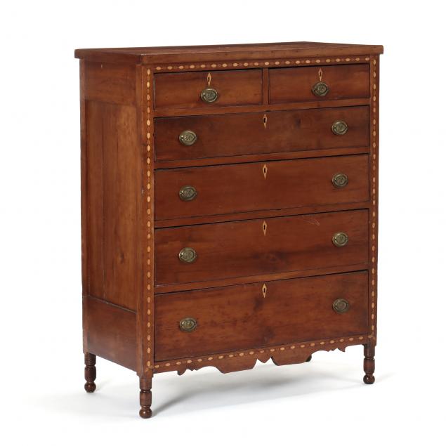 southern-sheraton-semi-tall-inlaid-cherry-chest-of-drawers