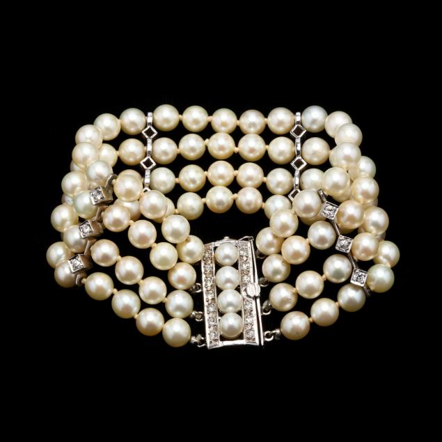 multi-strand-pearl-and-diamond-bracelet-with-14kt-white-gold-pearl-and-diamond-clasp