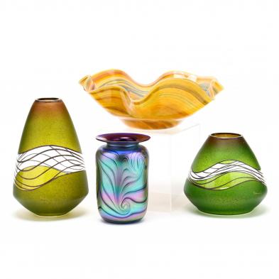 four-pieces-of-studio-art-glass