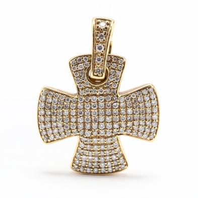 18kt-gold-diamond-set-maltese-cross-pendant