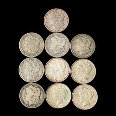 mixed-group-of-ten-silver-dollars