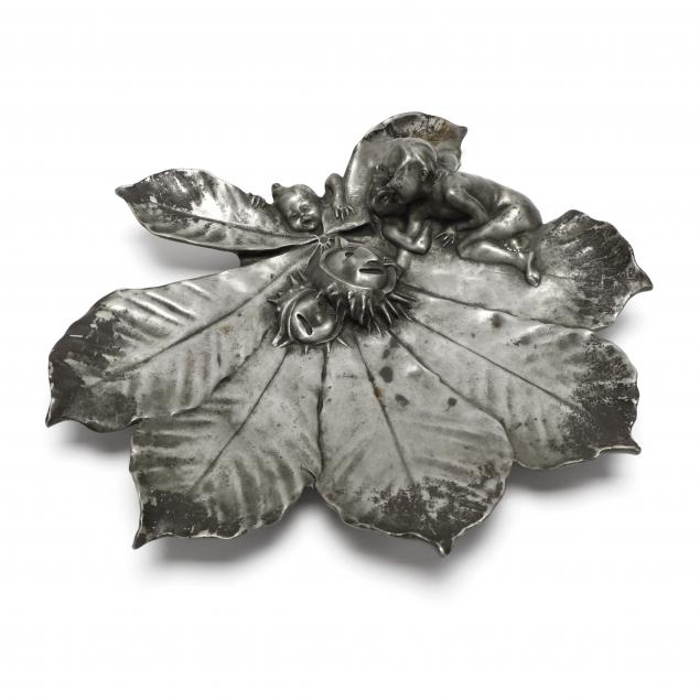 joseph-cheret-french-1838-1894-french-pewter-leaf-dish-with-nymphs