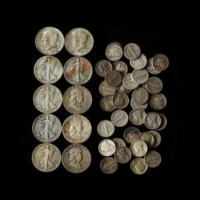 mixed-90-silver-group-of-ten-circulated-halves-and-35-dimes