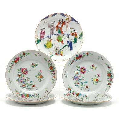 five-antique-chinese-export-porcelain-plates