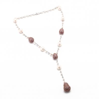 bi-color-14kt-gold-pearl-and-gem-set-station-necklace