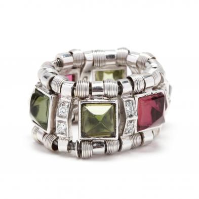 18kt-white-gold-and-gem-set-stretch-band-ring