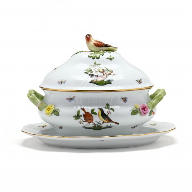 herend-rothschild-bird-covered-tureen-and-under-plate
