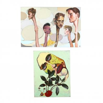 lisa-n-jones-american-20th-21st-century-two-mixed-media-paintings