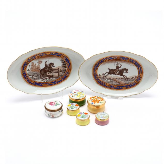 group-of-enamel-pill-boxes-and-mottahedeh-dishes