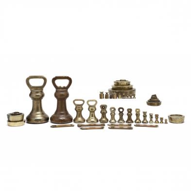 group-of-antique-brass-weights-and-architect-s-rulers