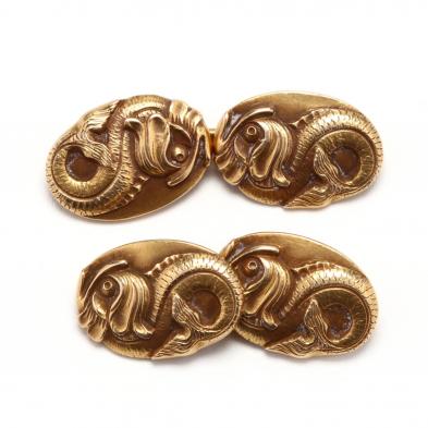pair-of-gold-merlion-motif-cufflinks