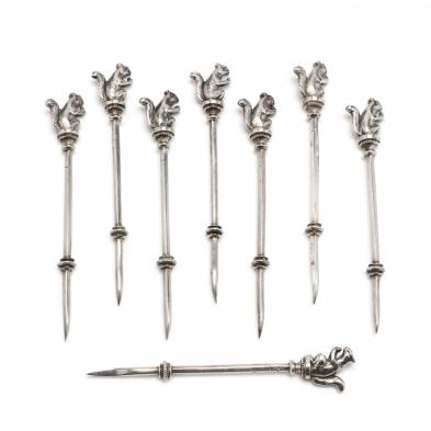 a-set-of-eight-sterling-silver-figural-nut-picks