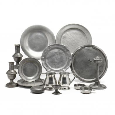 grouping-of-antique-and-vintage-pewter