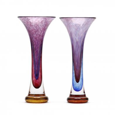 young-and-constantin-pair-of-modern-art-glass-vases