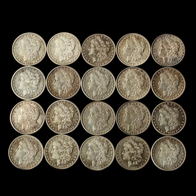 twenty-circulated-19th-century-morgan-silver-dollars