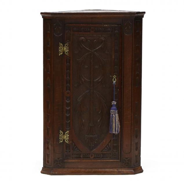 antique-italian-carved-oak-hanging-corner-cupboard