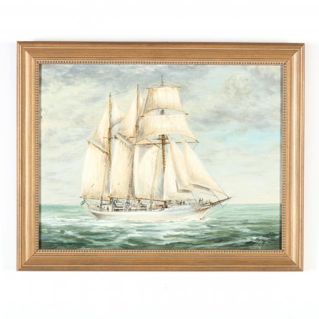a-vintage-maritime-painting-of-a-schooner-at-full-sail