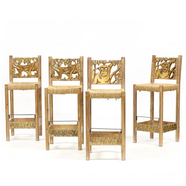 muebles-furniture-set-of-four-carved-and-painted-barstools
