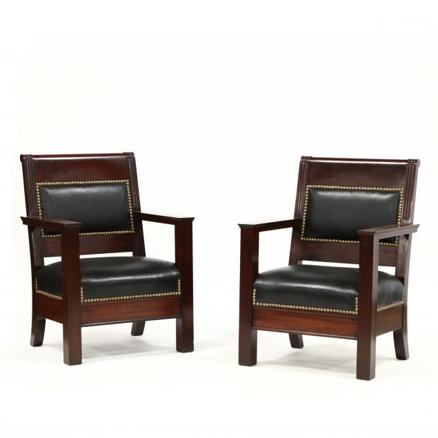pair-of-vintage-mahogany-leather-upholstered-armchairs