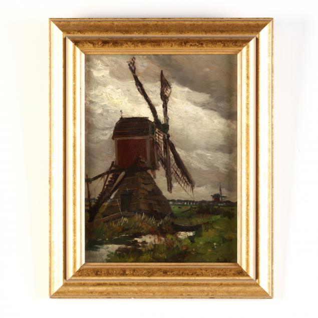 an-antique-painting-of-a-dutch-windmill