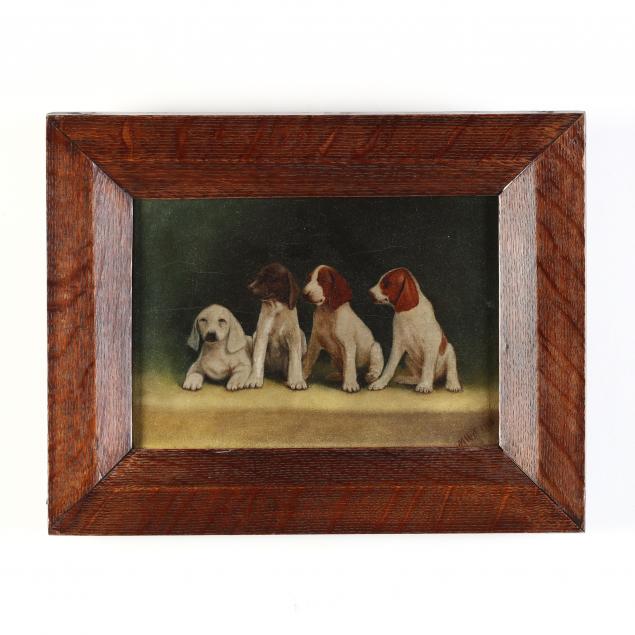 an-american-folk-art-painting-of-four-hound-puppies