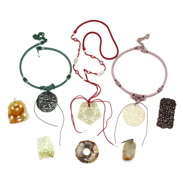 eight-chinese-carved-hard-stone-amulets