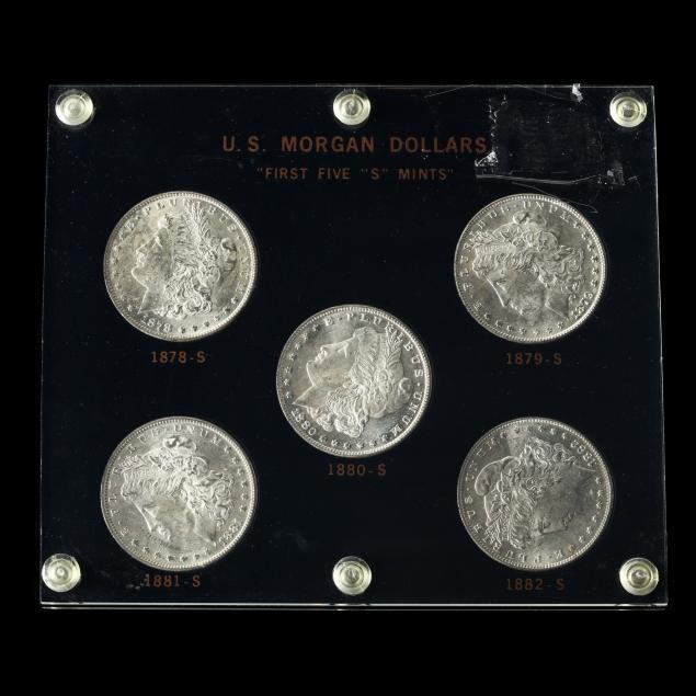 five-bu-san-francisco-mint-morgan-silver-dollars