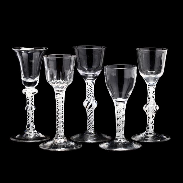 five-assorted-georgian-opaque-spiral-twist-wine-glasses