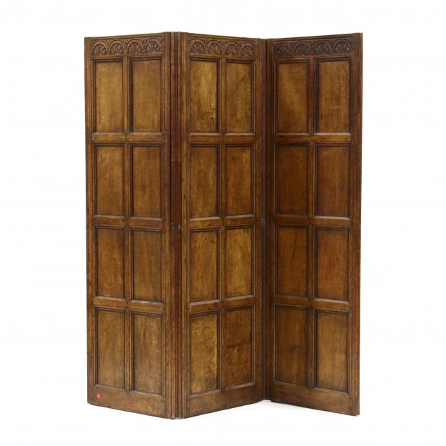william-and-mary-style-oak-three-panel-floor-screen