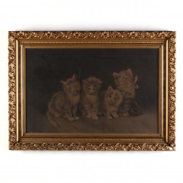 large-antique-charcoal-drawing-of-kittens