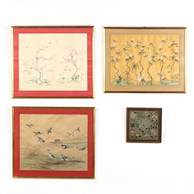 three-asian-paintings-and-a-small-framed-chinese-silk-embroidery