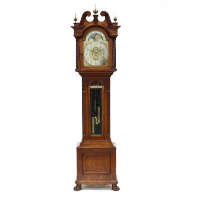 an-antique-american-carved-oak-tall-case-clock