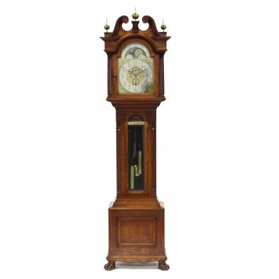 an-antique-american-carved-oak-tall-case-clock