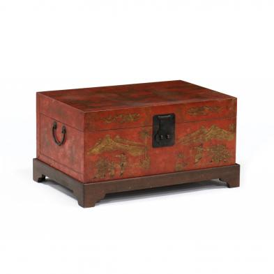 chinese-lacquered-pigskin-trunk-on-stand