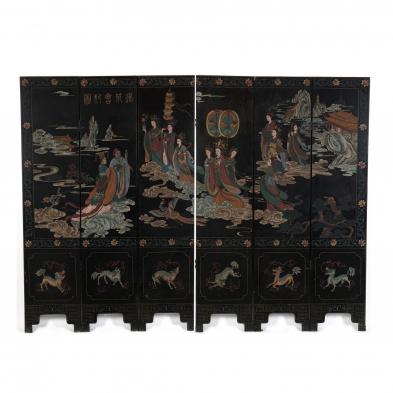 chinese-carved-and-painted-lacquer-six-panel-floor-screen