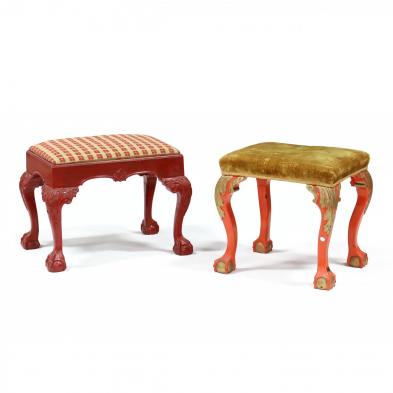 two-chippendale-style-painted-foot-stools