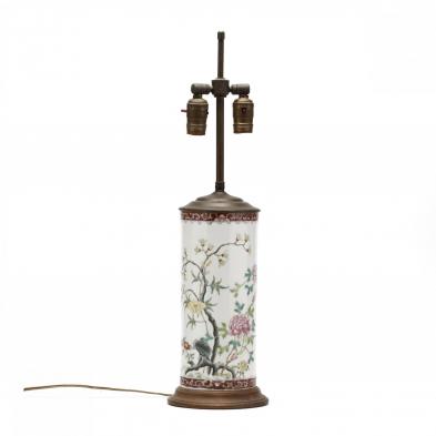 a-chinese-porcelain-cylindrical-vase-lamp-with-flowers