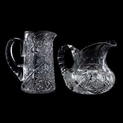 two-antique-cut-glass-water-pitchers